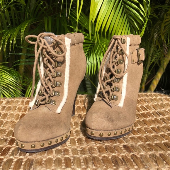 Nine West OSOVOSS tan heeled boot ankle bootie - Picture 7 of 13